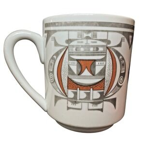 Vintage Coe Dru Ceramic Pacific NW Tribal Native American Style Coffee Mugs Cups